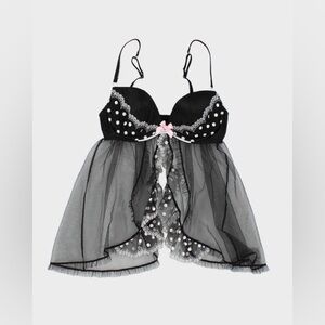 Victoria’s Secret Babydoll Lingerie Polka Dot Camisole Black